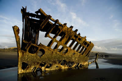 A shipwreck on the Oregon coast