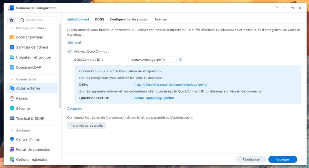 Configuration QuickConnect