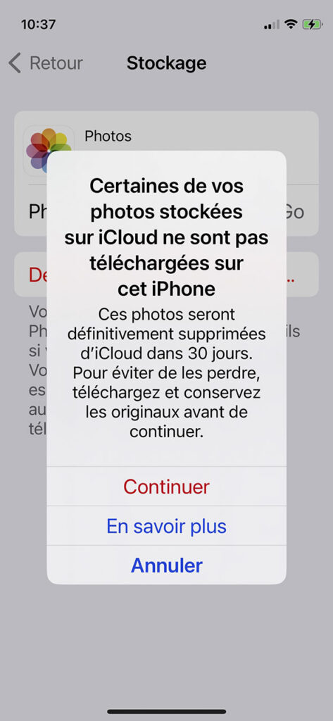supprimer ses photos dans iCloud