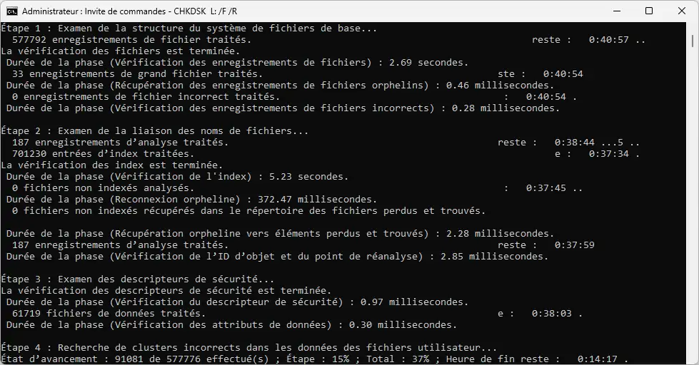 Comment vérifier l'état d'un disque dur Windows chkdsk